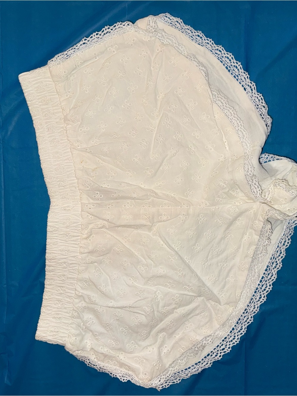 Forever 21 White Eyelet Lace-Trim Bandeau Shorts